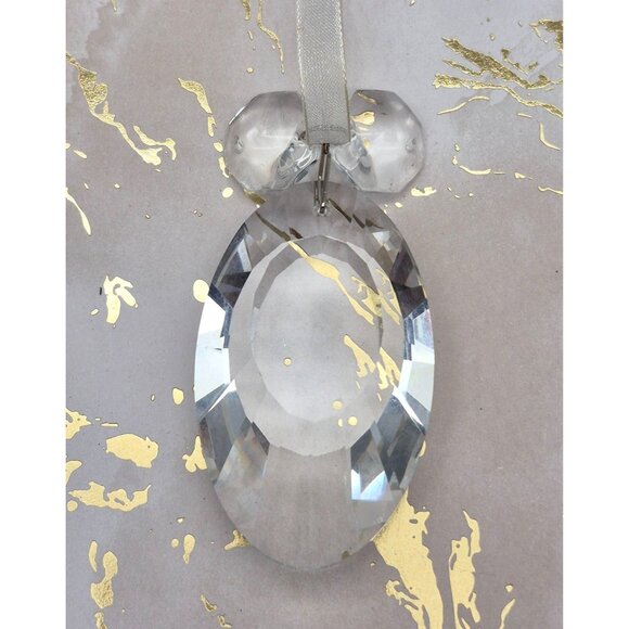 Clear Oval Crystal Drop Dangle Ornament Christmas Window Rearview 3.5" Gift - Picture 6 of 8